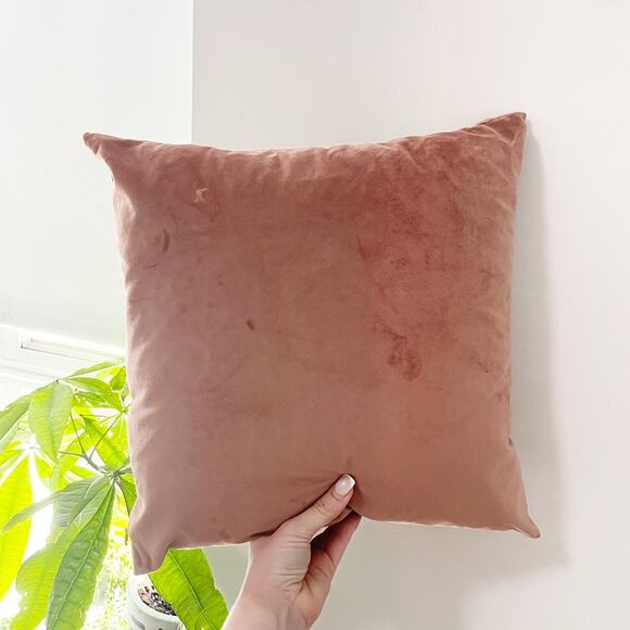 Rose Colored Crushed Velvet Throw Pillow - Picture 1 of 3
